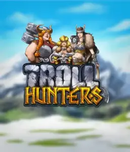 Immerse yourself in "Troll Hunters," where fierce Viking warriors are poised to take on their foes. The logo features a male and female Viking, armed and ready, set against a frosty mountainous backdrop. They radiate bravery and might, symbolizing the essence of the game's adventurous theme.