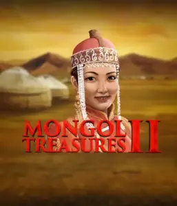 Explore the captivating heritage of Mongolia with the Mongol Treasures 2 game by Endorphina, highlighting a graceful Mongolian woman dressed in traditional attire against a pastoral Mongolian steppe backdrop. This image captures the spirit of Mongolian history, delivering a distinctive visual adventure. 